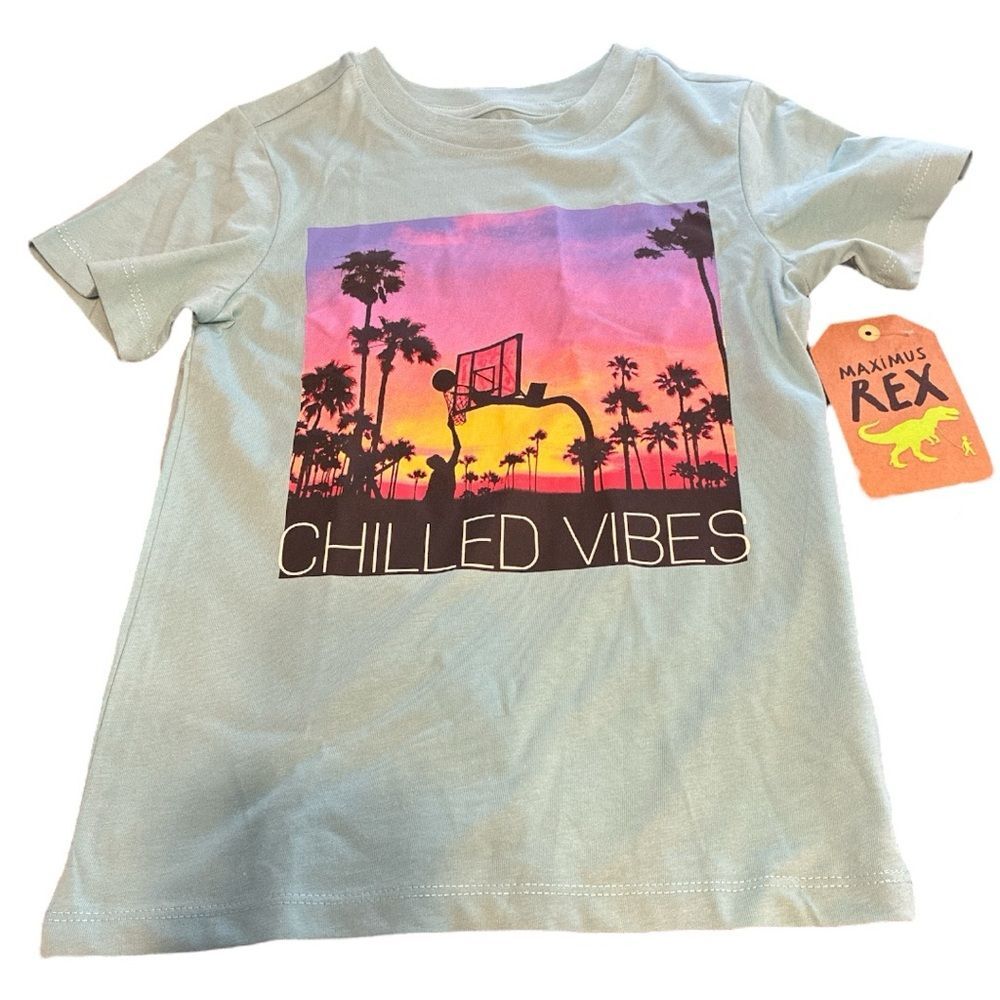 Maximus Rex Kids Chilled Vibes T-Shirt - Blue size 6 new